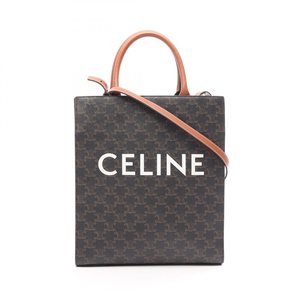 CELINE Small Vertical Cabas Triomphe Crossbody Tote Bag canvas leather Used