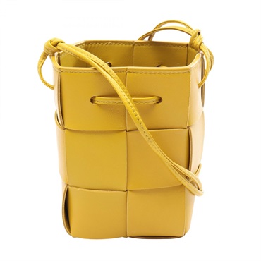 BOTTEGA VENETA Cassette Mini Crossbody Shoulder hand Bag leather Yellow Used