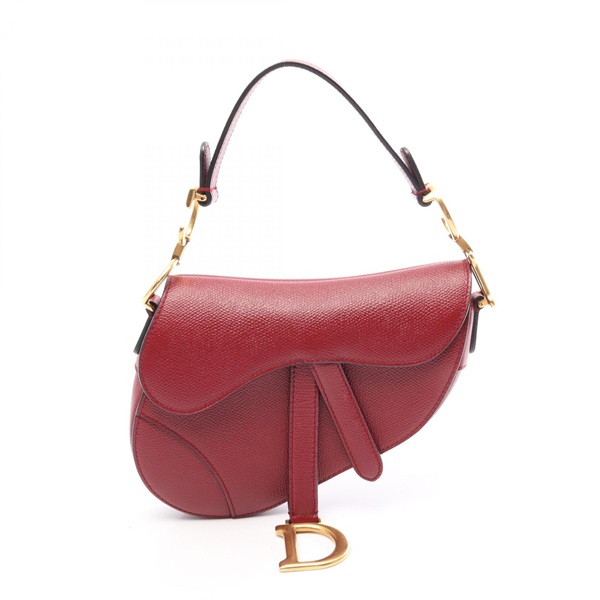 Christian Dior Saddle mini Handbag leather Bordeaux Used Women