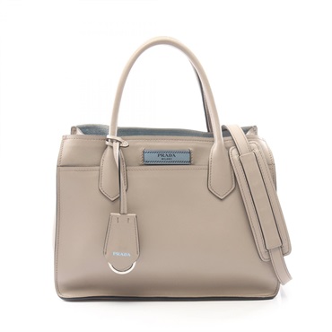 PRADA CITY CALF Shoulder Crossbody Handbag 1BA178 leather Beige Used Women