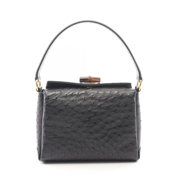 GUCCI Bamboo Shoulder Handbag leather Black Used Women