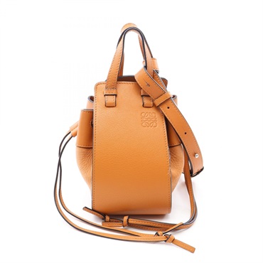 LOEWE Hammock Drawstring Mini Shoulder Handbag leather Brown Used Women