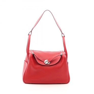 HERMES Lindy 30 Shoulder Bag Clemence leather Red Vermillon Used Women T SHW