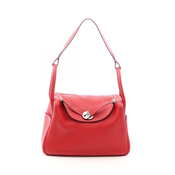 HERMES Lindy 30 Shoulder Bag Clemence leather Red Vermillon Used Women T SHW