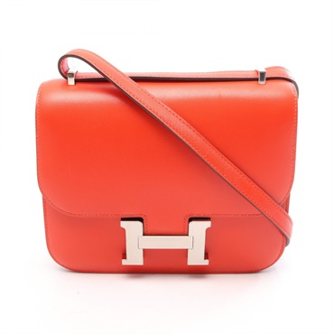 HERMES Constance 3 Mini Shoulder Bag Tadelakt leather Rouge pivoine Used A SHW