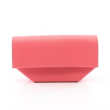 HERMES Opry Clutch Party Bag Pouch Chevre leather Rose azalee SHW Used Women C