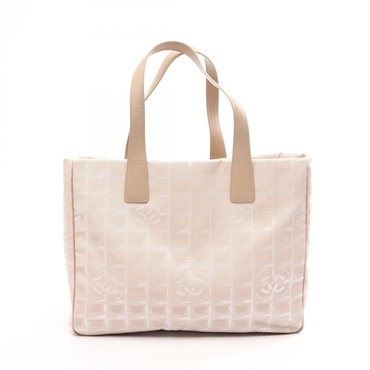 CHANEL New Travel Line MM Tote Shoulder Handbag A15991 leather Nylon canvas Used
