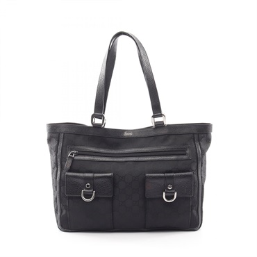GUCCI Abbey GG pattern Tote hand Bag 268639 Nylon leather Black Used Women