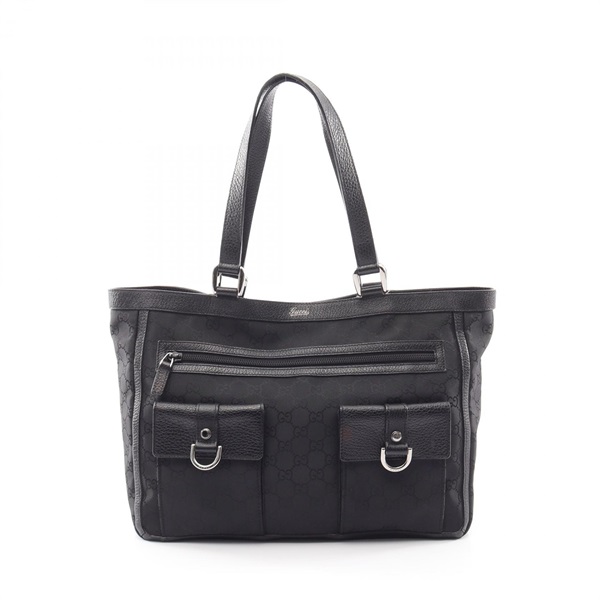 GUCCI Abbey GG pattern Tote hand Bag 268639 Nylon leather Black Used Women