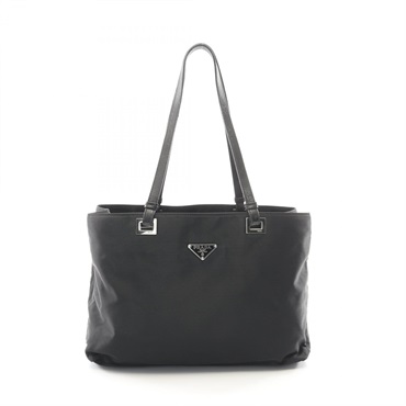 PRADA TESSUTO ACCIAIO Tote shoulder Bag BR2295 Nylon leather Black Used Women