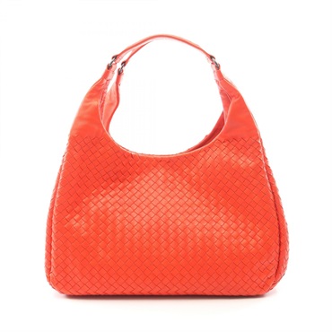 BOTTEGA VENETA Large Campana Intrecciato Shoulder hand Bag leather Red Used