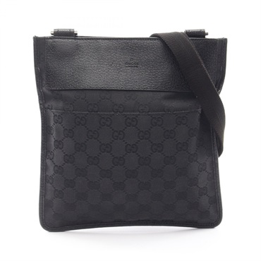 GUCCI GG canvas Crossbody Shoulder Bag 27639 leather Black Used Women