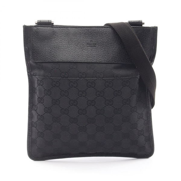 GUCCI GG canvas Crossbody Shoulder Bag 27639 leather Black Used Women