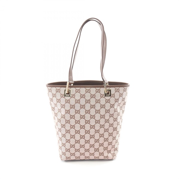 GUCCI GG canvas Tote hand Bag canvas leather Pink Brown Used Women