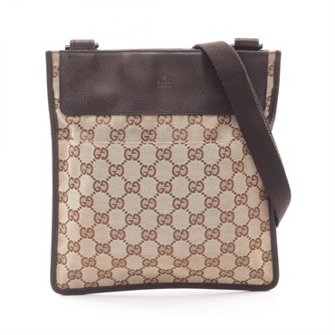 GUCCI GG canvas Crossbody Shoulder Bag 27639 leather Beige Brown Used Women
