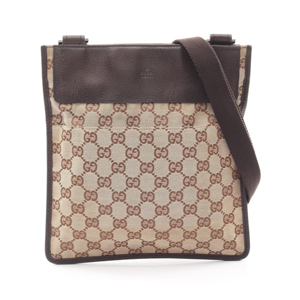 GUCCI GG canvas Crossbody Shoulder Bag 27639 leather Beige Brown Used Women