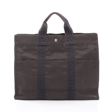 HERMES Herline MM Hand Tote Bag canvas Gray Used unisex SHW