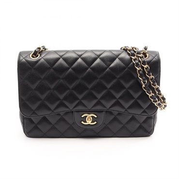 CHANEL Jumbo Matelasse 30 Classic Chain Shoulder Bag Leather Black Used GHW CC