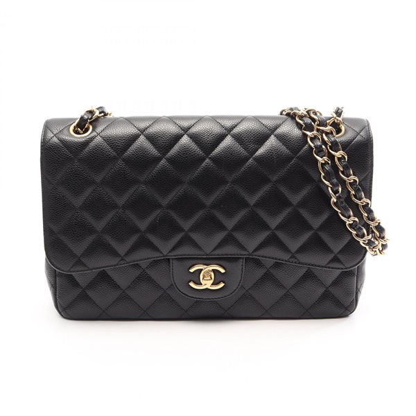 CHANEL Jumbo Matelasse 30 Classic Chain Shoulder Bag Leather Black Used GHW CC