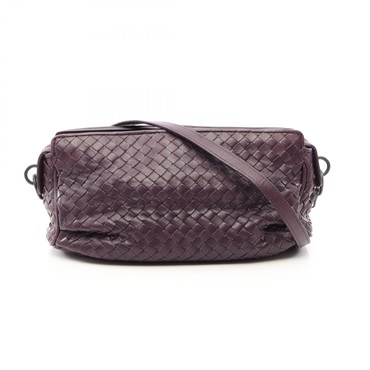 BOTTEGA VENETA Intrecciato Shoulder crossbody Bag leather Purple Used Women