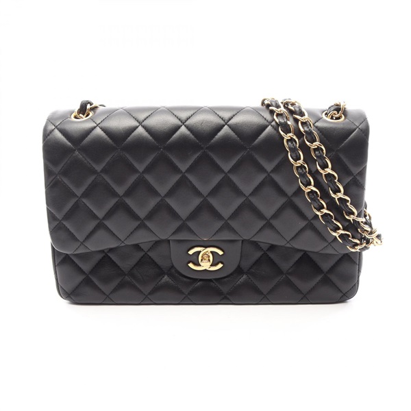 CHANEL Jumbo Matelasse 30 Classic Chain Shoulder Bag Lamb leather Black Used GHW
