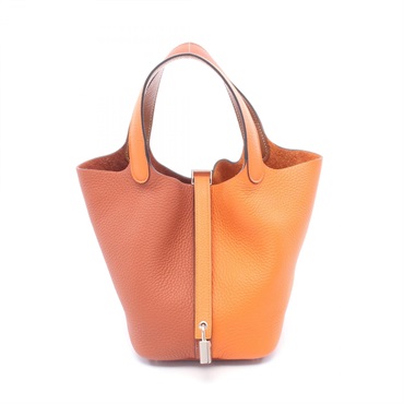 HERMES Picotin Lock PM Casaque Tote Handbag 082321CK leather Orange Bordeaux B