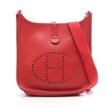 HERMES Evelyne 2 PM Shoulder Bag Epsom leather Rouge garance Used Women J SHW