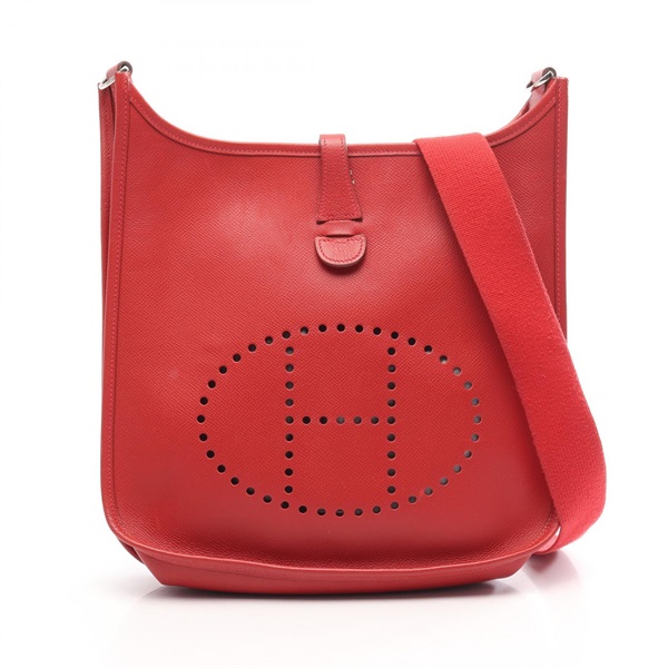 HERMES Evelyne 2 PM Shoulder Bag Epsom leather Rouge garance Used Women J SHW
