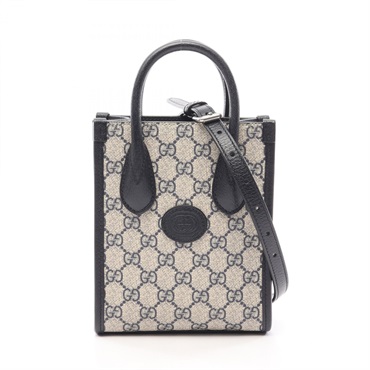 GUCCI Interlocking G GG Supreme Mini Tote Crossbody Handbag 671623 canvas Used
