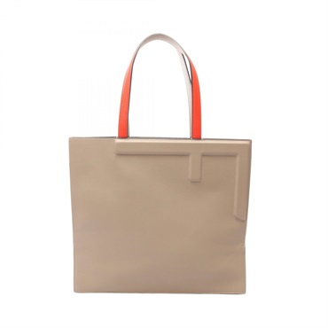 FENDI Flip Tote Shoulder Handbag 8BH420 leather Beige Red Used Women