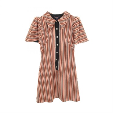 LOUIS VUITTON Striped Short sleeves Dress #36 RW201B VVB FIRO81 cotton Used LV
