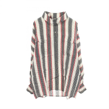 LOUIS VUITTON Striped Tie Long-sleeved Shirt #36 RW211A ZTI FKBL95 silk Used