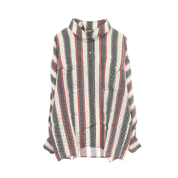 LOUIS VUITTON Striped Tie Long-sleeved Shirt #36 RW211A ZTI FKBL95 silk Used