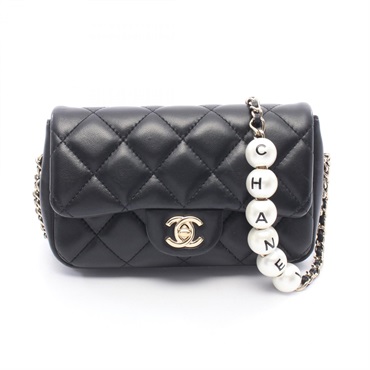 CHANEL Matelasse Small Flap Chain Shoulder Crossbody Bag leather Black GHW Used