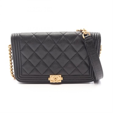 CHANEL Boy chanel phone case Shoulder Bag AP3013 Leather Black Used Women GHW CC