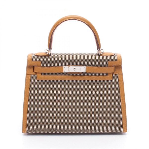 HERMES Kelly 28 Sellier Shoulder Handbag H082746CKAA canvas leather SHW Used Z