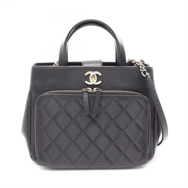 CHANEL Business Affinity Chain Crossbody Handbag A93750 leather Black GHW Used