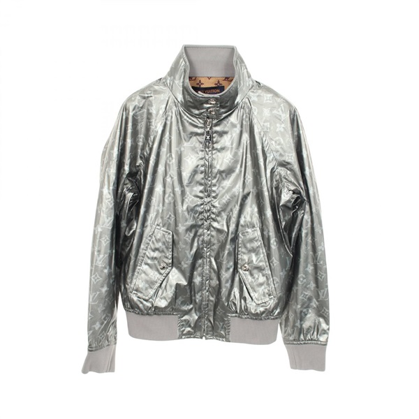 LOUIS VUITTON Monogram Zip-up Blouson Jacket RW211WHQOFKJA01 Rayon Silver #34 LV