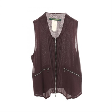 Paul Harnden Zip-up Jerkin Vest Sleeveless Jacket silk Brown Used mens size XL
