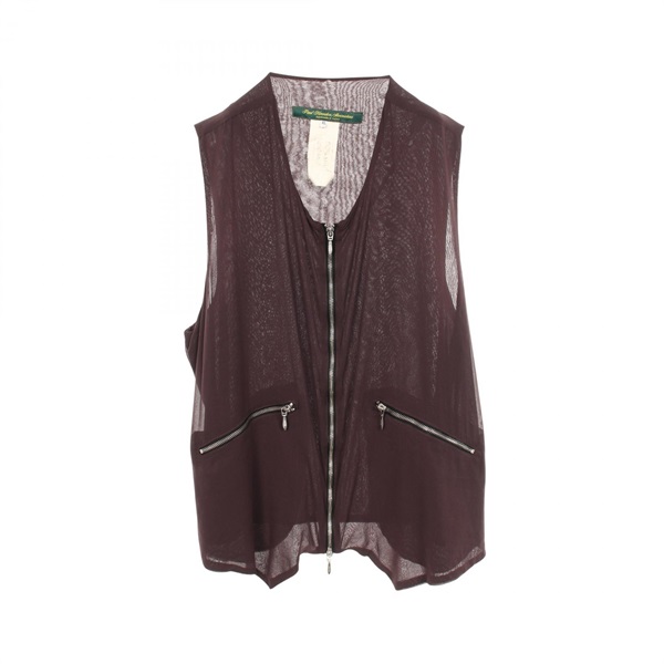 Paul Harnden Zip-up Jerkin Vest Sleeveless Jacket silk Brown Used mens size XL