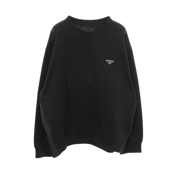 PRADA Triangle Logo Technical Cotton sweatshirt #L Nylon Black Used mens