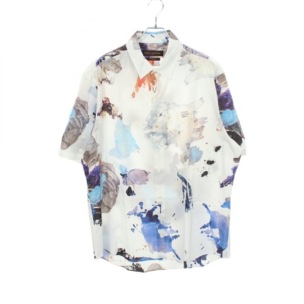 LOUIS VUITTON Short sleeves Shirts Tops RM172M Cotton White Blue Used mens 5L