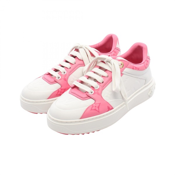 LOUIS VUITTON Timeout Line Monogram sneakers shoes #36 leather White Pink used