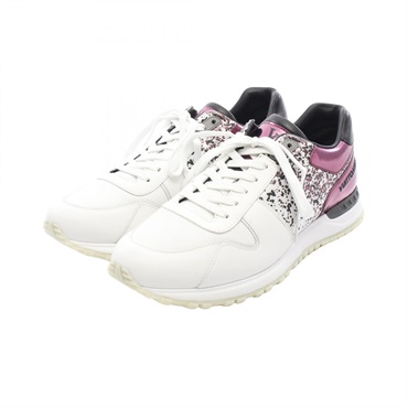 LOUIS VUITTON Runaway Line Metallic sneakers #7 leather Fabric White Black used