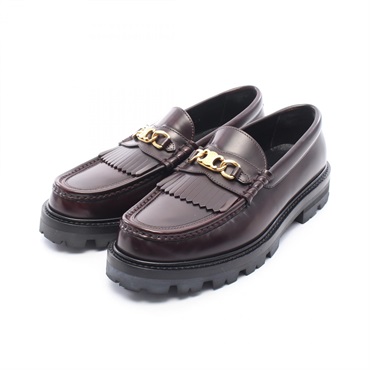 CELINE Margaret Triomphe Loafers Shoes #39 leather Brown Used Women