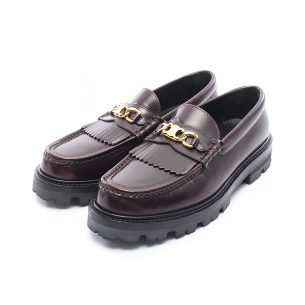 CELINE Margaret Triomphe Loafers Shoes #39 leather Brown Used Women