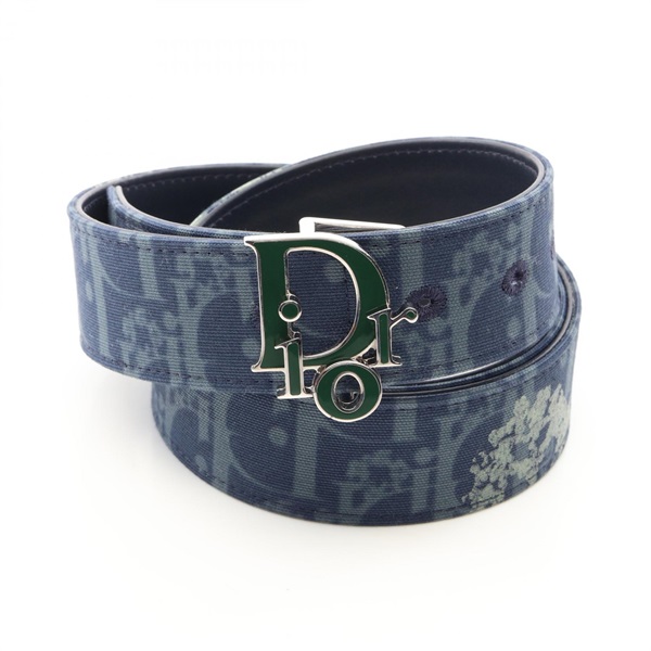 Christian DIOR Denim Tears belt ceinture #90 canvas Navy Green Used mens