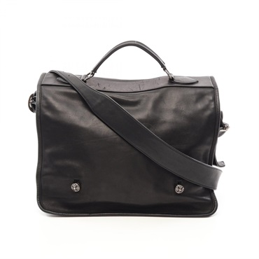CHROME HEARTS Crossball Gunslinger Dagger Zip Crossbody Shoulder Bag leather BK