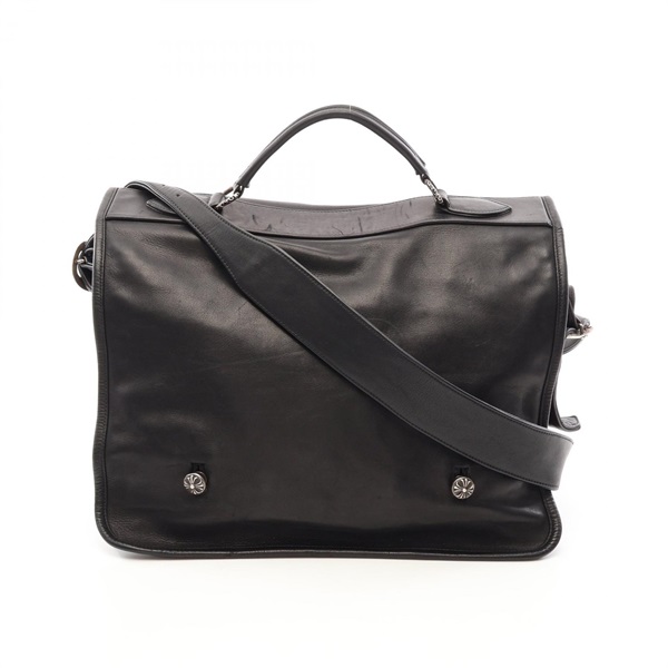 CHROME HEARTS Crossball Gunslinger Dagger Zip Crossbody Shoulder Bag leather BK