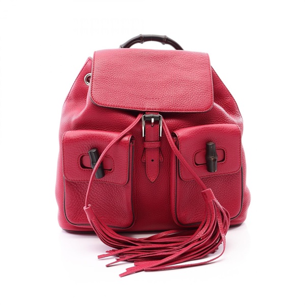 GUCCI Bamboo Tassel Rucksack Backpack 370833 leather Pink Used Women GG